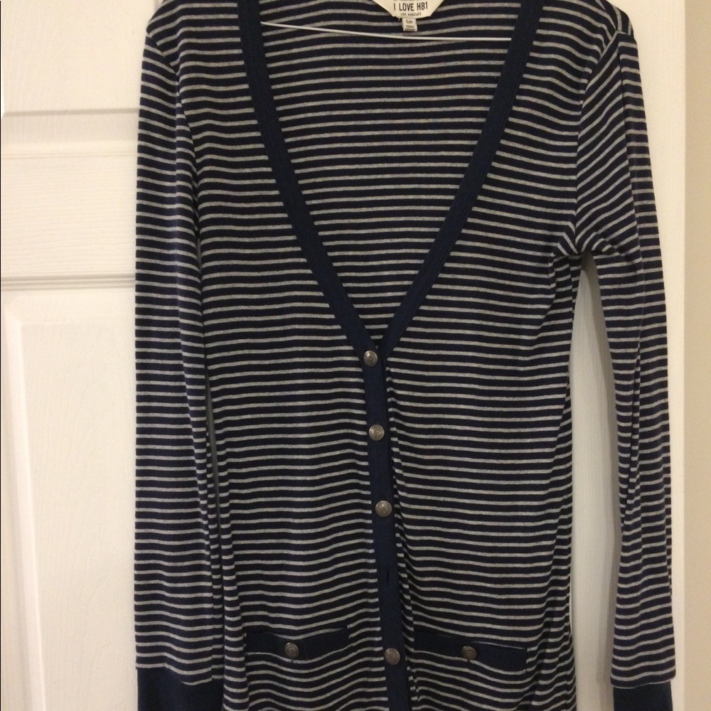 Striped blue and cream cardigan